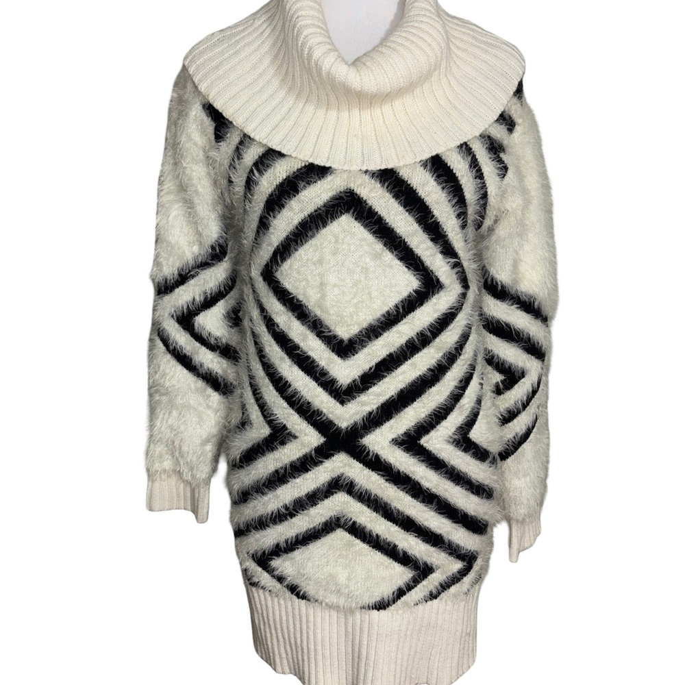 XOXO Black Cream Cowl Neck Sweater
